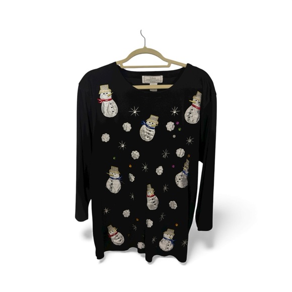 Christmas 3/4 sleeve crew neck shirt, size 2xl see measurements in picture - Picture 1 of 8